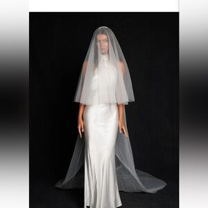 Classic White Bridal Veil with Blusher